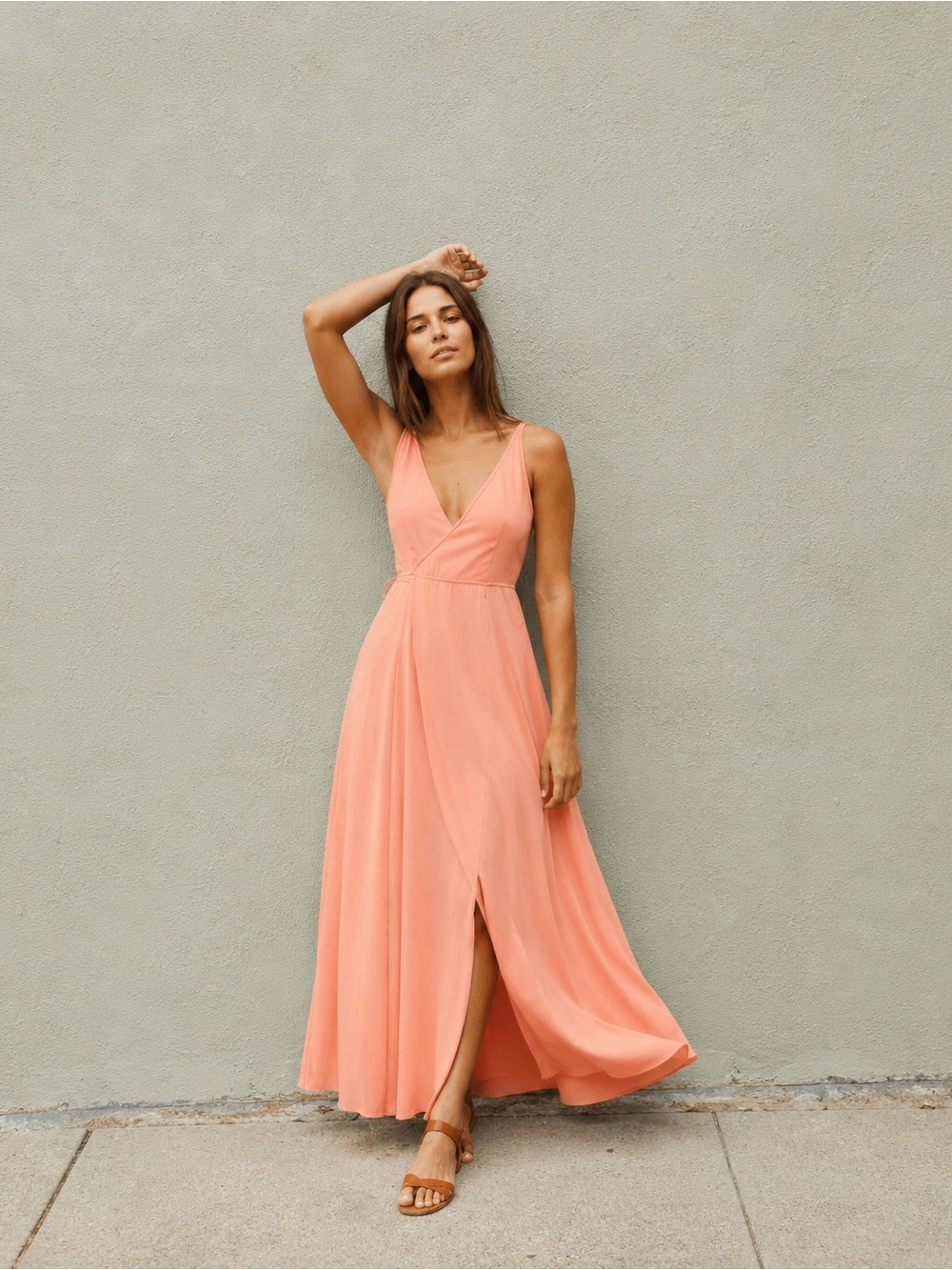 Christy Dawn The Sarita Dress Apricot Size XS Peach Pink‎ Orange Maxi Wrap